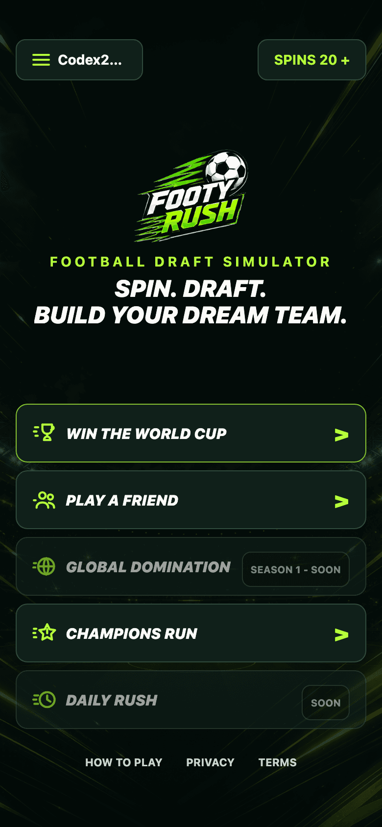 Footy Rush screen